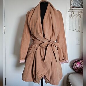 Rienda Gyaru Japanese Tan Drape Wrap Trench Coat Multi Way